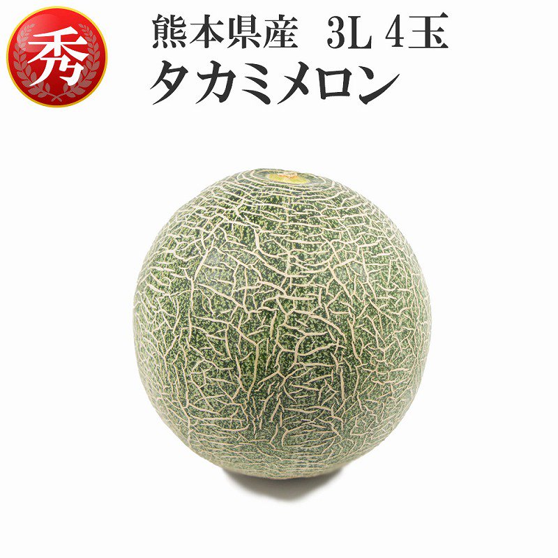熊本県産 タカミメロン 貴味メロン 秀品 3L 4玉 約5kg 九州の名産品・フルーツ通販のうまかもんストア