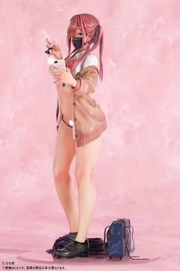 なな枕「ピアスを見せてくれる赤髪ギャルちゃん」マスクver.  1/5スケール塗装済み完成品フィギュア