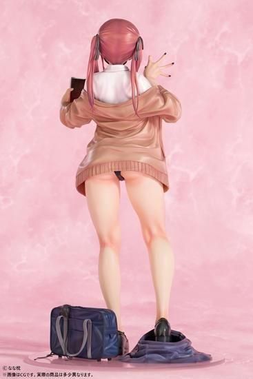 なな枕「ピアスを見せてくれる赤髪ギャルちゃん」マスクver.  1/5スケール塗装済み完成品フィギュア