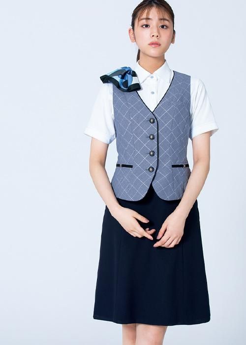 【新品タグ付き】カーシーカシマ 事務服 11号 オーバーブラウス フレアスカート ESS622（カーシーカシマ）｜事務服