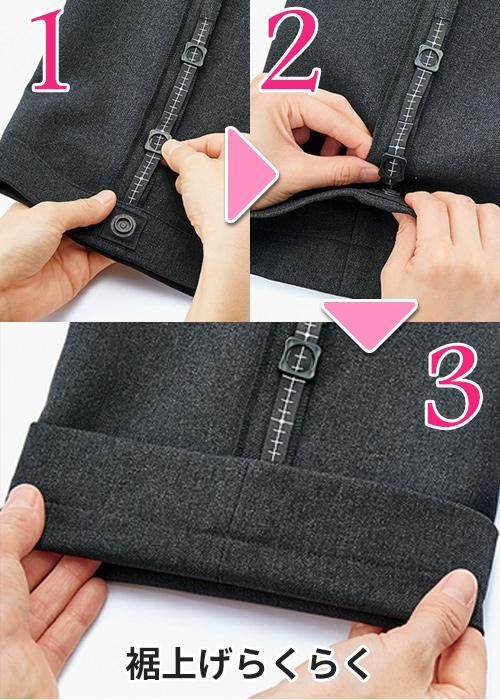 麻100%✨キャピタル バラ釦 藍染風ポケット アシンメトリー裾 ガウチョパンツ AP6243（ボンマックス）｜事務服