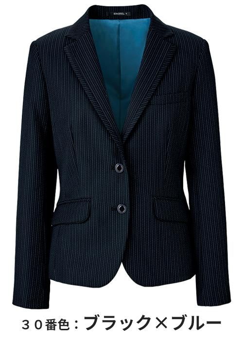 ボンマックス事務服　ブラック×ブルーのストライプ3点セット ボンマックス事務服 ブラック×ブルーのストライプ3点セット