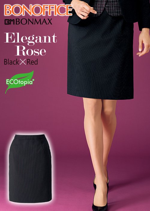 商品型番：AS2306｜【人気】ブラックにレッドの華やぎ、エレガントローズのタイトスカート｜ボンマックス AS2306