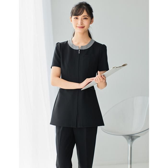 新品 タグ付 事務服 制服 enjoie ジャッケト マトラッセチェック 9号 新品 タグ付き 事務服 制服 en joie アンジョア ジャケット 9号