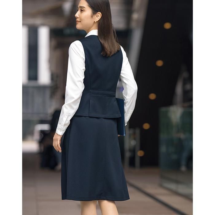【新品タグ付き】セロリー 事務服 11号 半袖オーバーブラウス Aラインスカート S-51380（セロリー ）｜事務服