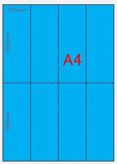 別注品 色上質紙 ブルー A4 厚口 8分割(ヨコ1本縦3本マイクロ