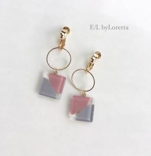 2Square color hoop pierce/ earring