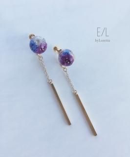 Mini flower ball chain stick pierceearring