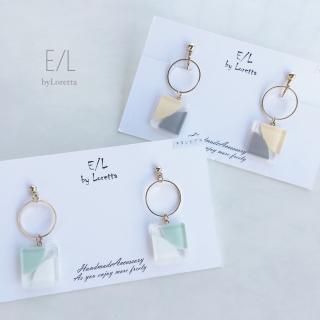 2Square color hoop pierce/ earring