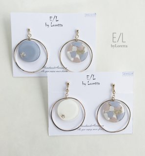 Asymmetry Marble hoop pierce/earring