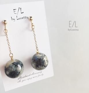 Flowerball chain pierce/earring(Antique blue)