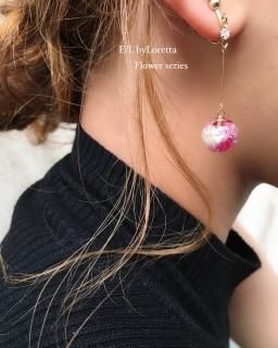 Mini Flower Ball Stick Pierce/Earring(Hot pink)