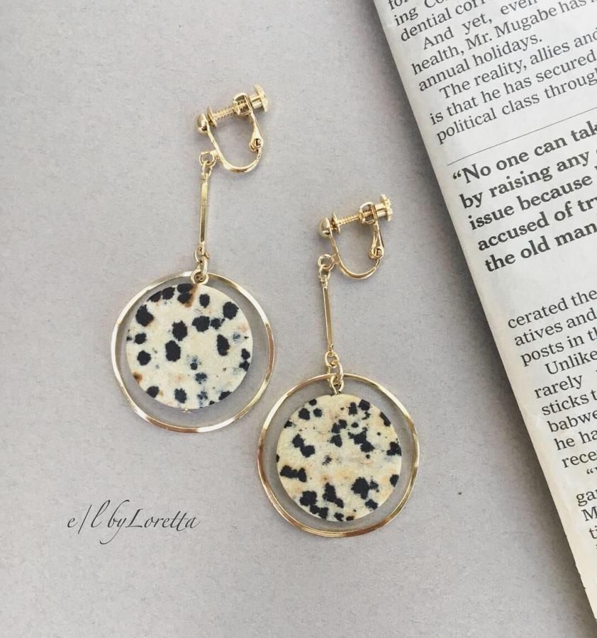 ダルメシアンジャスパー stick hoop pierce/earring - E/L by