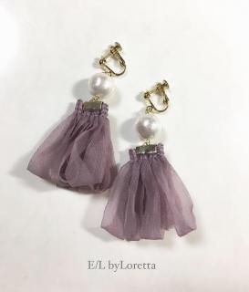 Pearl loop tassel pierce/earring(Purple)