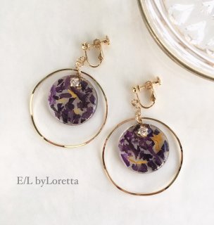Flower circle big hoop pierce/earring(Purple)