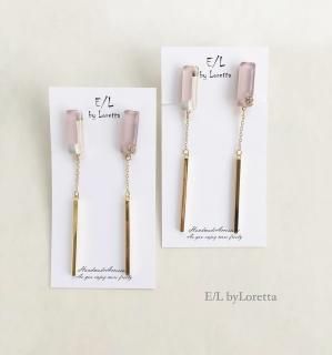 Asymmetry 3color stick pierce/earring(Lavender)