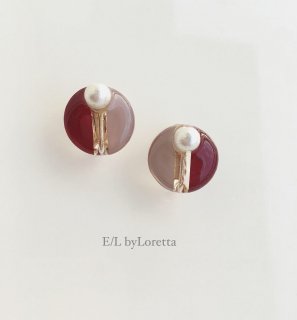 Circle bi-color Pearl pierce/earring(Bordeaux)