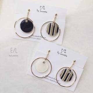 Circle big hoop stripe pierce/earring
