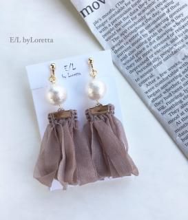 Pearl loop tassel pierce/earring(Beige)