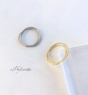3連 gold/silver ring