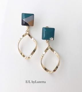 Art square twist hoop pierce/earring