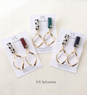 (3)Asymmetry Animal twist hoop pierce/earring