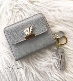 Heart bijou mini wallet(Gray)