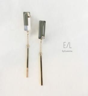 Asymmetry 3color stick pierce/earring(Khaki)