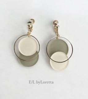 Asymmetry color pallet pierce/earring(OliveIvory)
