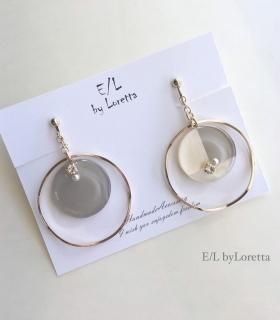 3color big hoop pierce/earring(Beige)