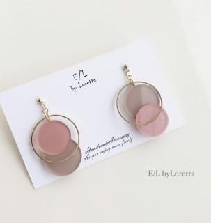 Asymmetry color pallet pierce/earring(PinkBeige)