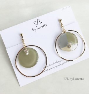 3color big hoop pierce/earring(Olive)