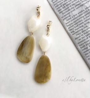 Marble beads pierce/earring(Yellow)