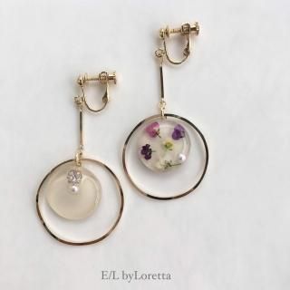 Asymmetry flower bijou pierce/earring(Ivory)