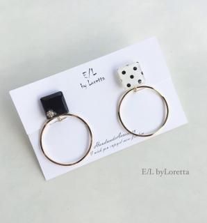 2way dot hoop pierce/earring(Black)