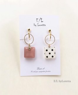 Asymmetry Dot hoop pierce/earring(Pink)