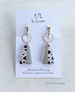 Animal bi-color hoop pierce/earring(Beige)