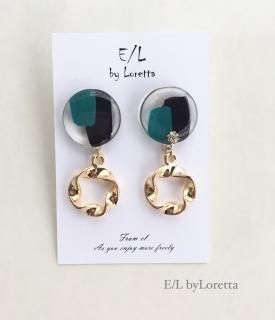 Circle art twist mini hoop pierce/earring(Black)