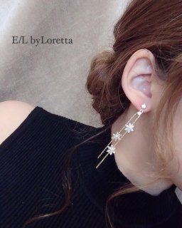Crystal flower chain pierce/earring(Gold)