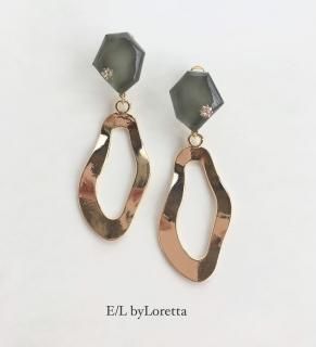 KAKERA oval hoop pierce/earring(Khaki)