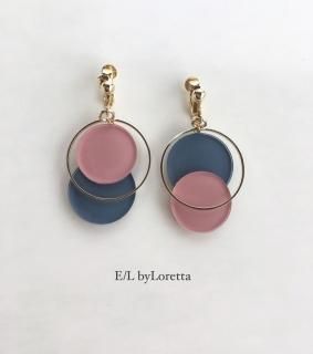 Asymmetry color pallet pierce/earring(Graish bluePink)