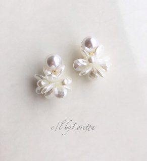 Shell flower pearl pierce/earring