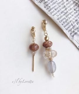 Asymmetry orient beads pierce/earring(Brown)