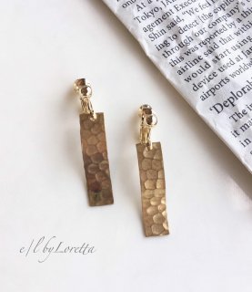  Hammered wave square pierce/earring