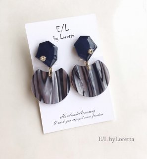 KAKERA marble stripe pierce/earring(Navy)