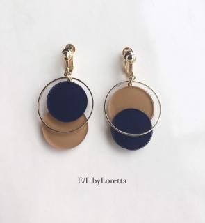 Asymmetry color pallet pierce/earring(NavyMustard)
