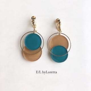 Asymmetry color pallet pierce/earring(Green  Mustard)