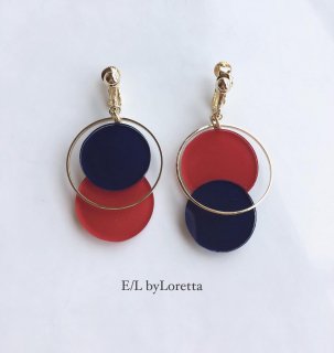 Asymmetry color pallet pierce/earring(Red×Navy)