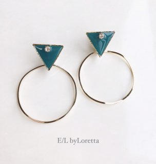 Triangle bighoop pierce/earring(Green)