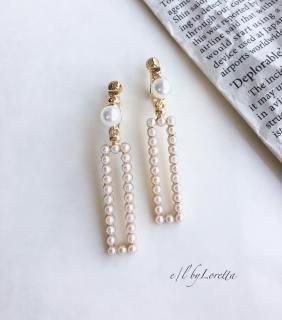 Pearl square pierce/earring